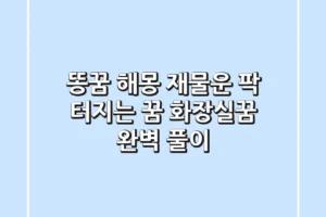 똥꿈 해몽 재물운 팍 터지는 꿈 화장실꿈 완벽 풀이