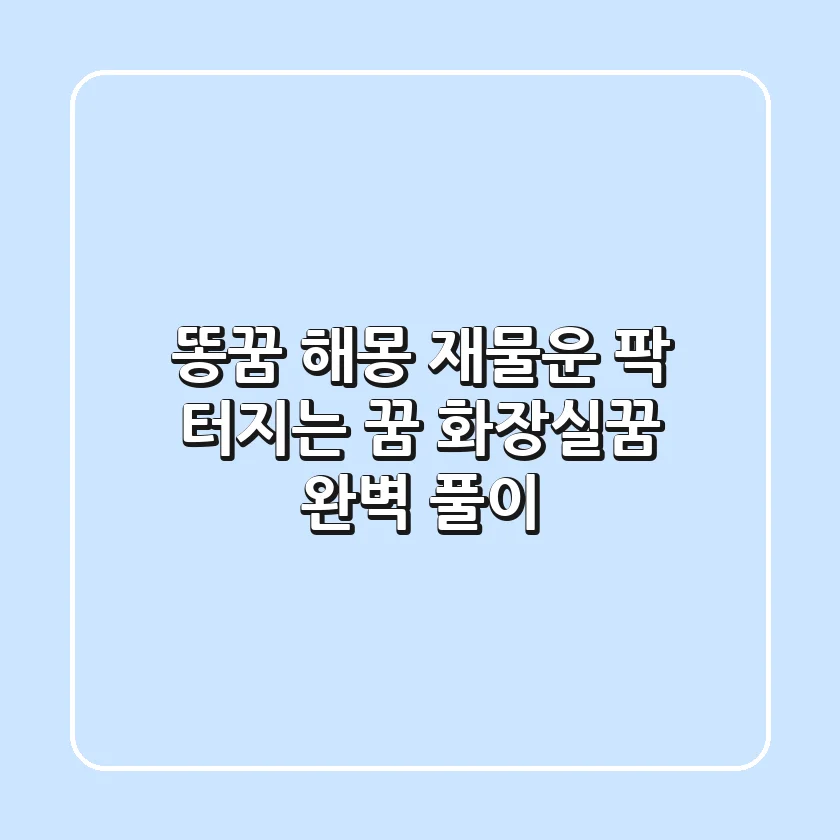 똥꿈 해몽 재물운 팍 터지는 꿈 화장실꿈 완벽 풀이