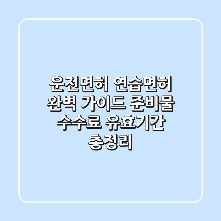 운전면허 연습면허 완벽 가이드 준비물 수수료 유효기간 총정리