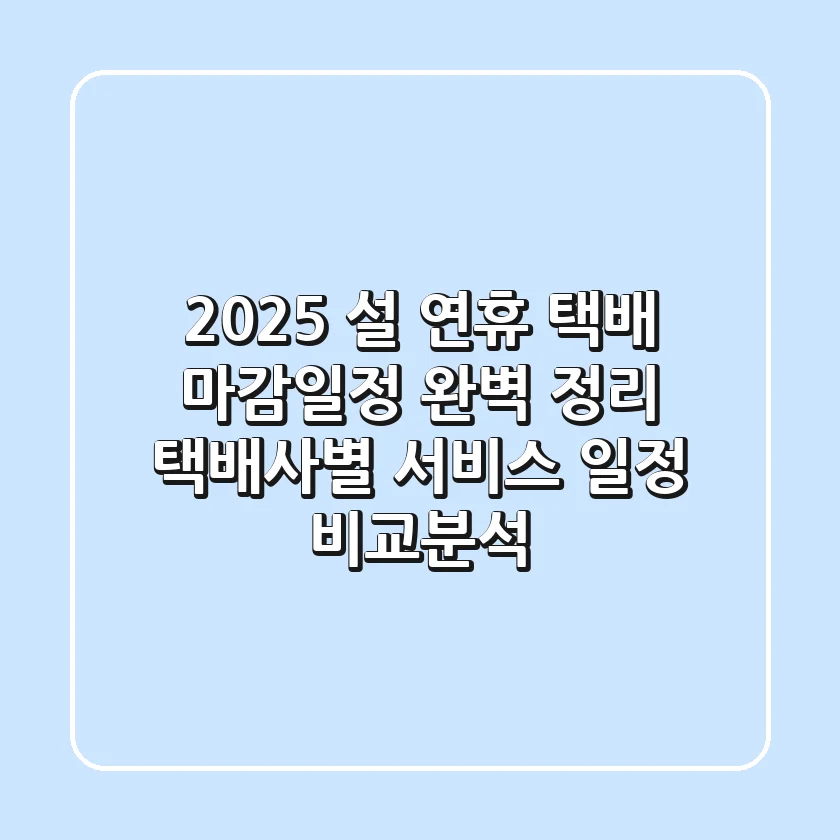 2025 설 연휴 택배 마감일정 완벽 정리! 택배사별 서비스 일정 비교분석