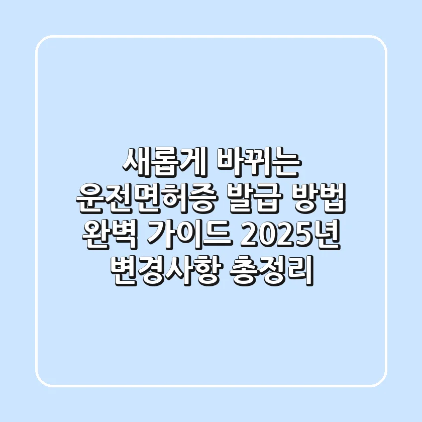 새롭게 바뀌는 운전면허증 발급 방법 완벽 가이드! 2025년 변경사항 총정리