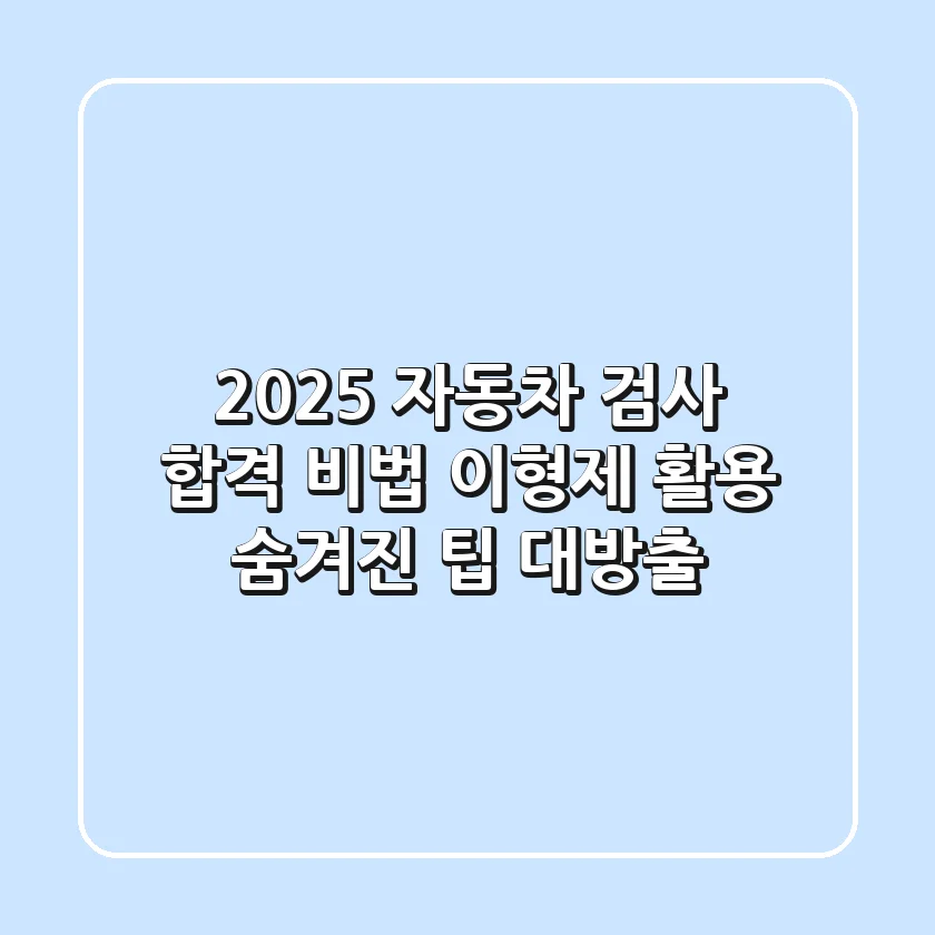 [2025] 자동차 검사 합격 비법: 이형제 활용 & 숨겨진 팁 대방출