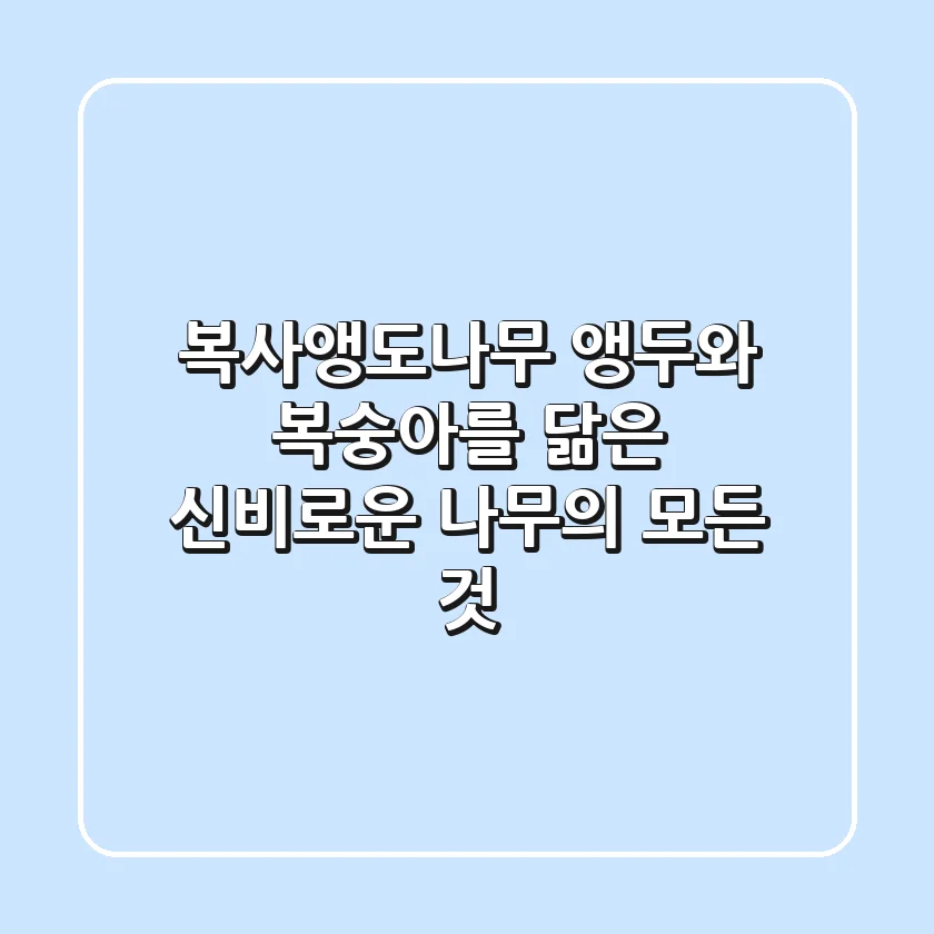 복사앵도나무: 앵두와 복숭아를 닮은 신비로운 나무의 모든 것