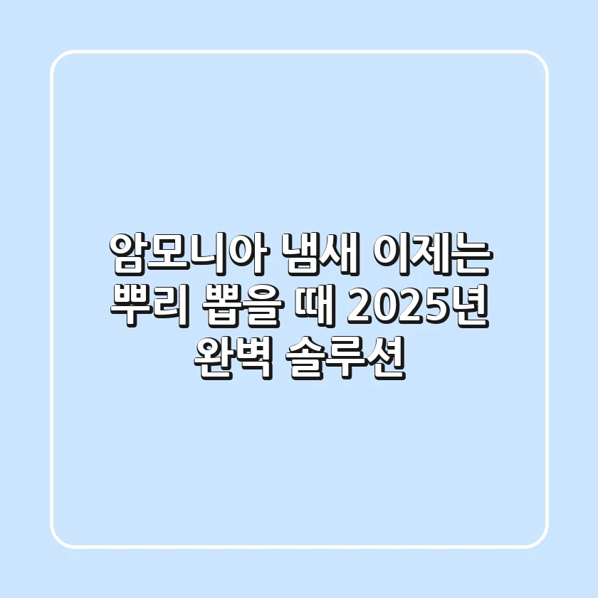 암모니아 냄새, 이제는 뿌리 뽑을 때! 2025년 완벽 솔루션