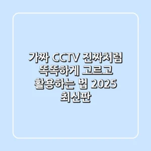 가짜 CCTV, 진짜처럼 똑똑하게 고르고 활용하는 법 (2025 최신판)