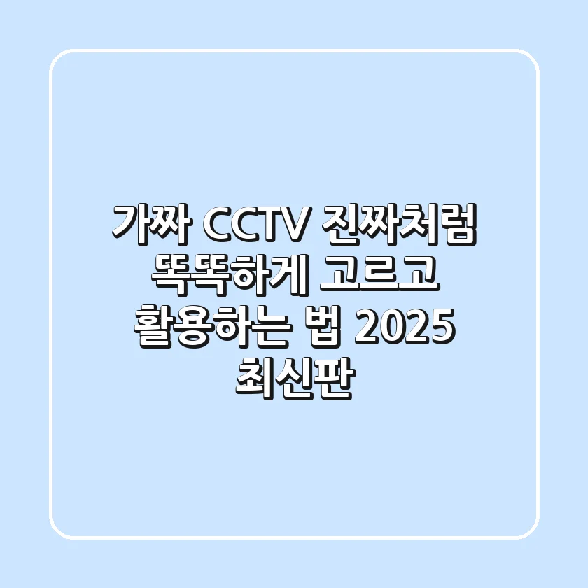 가짜 CCTV, 진짜처럼 똑똑하게 고르고 활용하는 법 (2025 최신판)