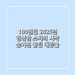 100원딜, 2025년 현명한 소비의 시작! 숨겨진 꿀팁 대방출