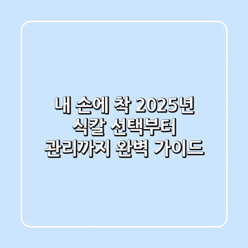 내 손에 착! 2025년 식칼 선택부터 관리까지 완벽 가이드