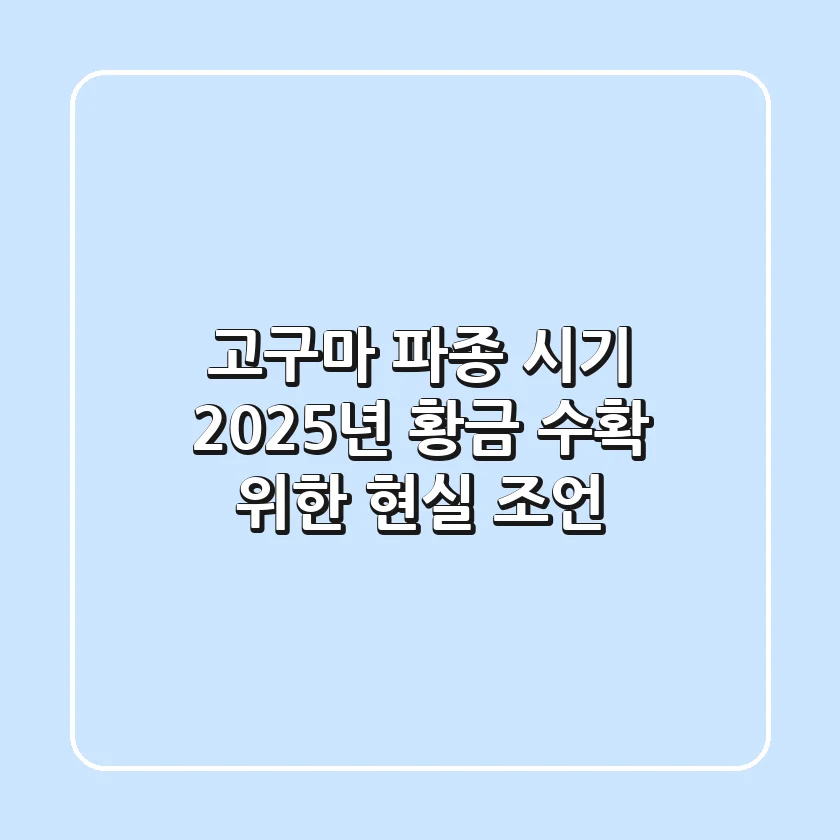 고구마 파종 시기: 2025년 황금 수확 위한 현실 조언