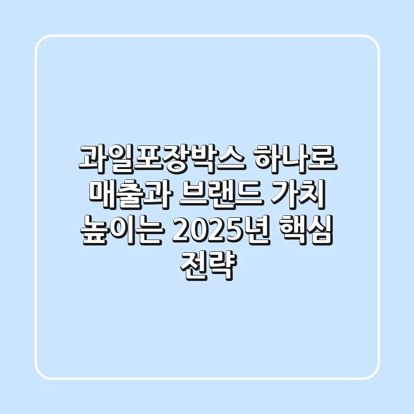 과일포장박스 하나로 매출과 브랜드 가치 높이는 2025년 핵심 전략