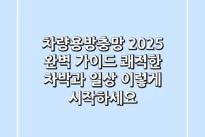 차량용방충망 2025 완벽 가이드: 쾌적한 차박과 일상, 이렇게 시작하세요!