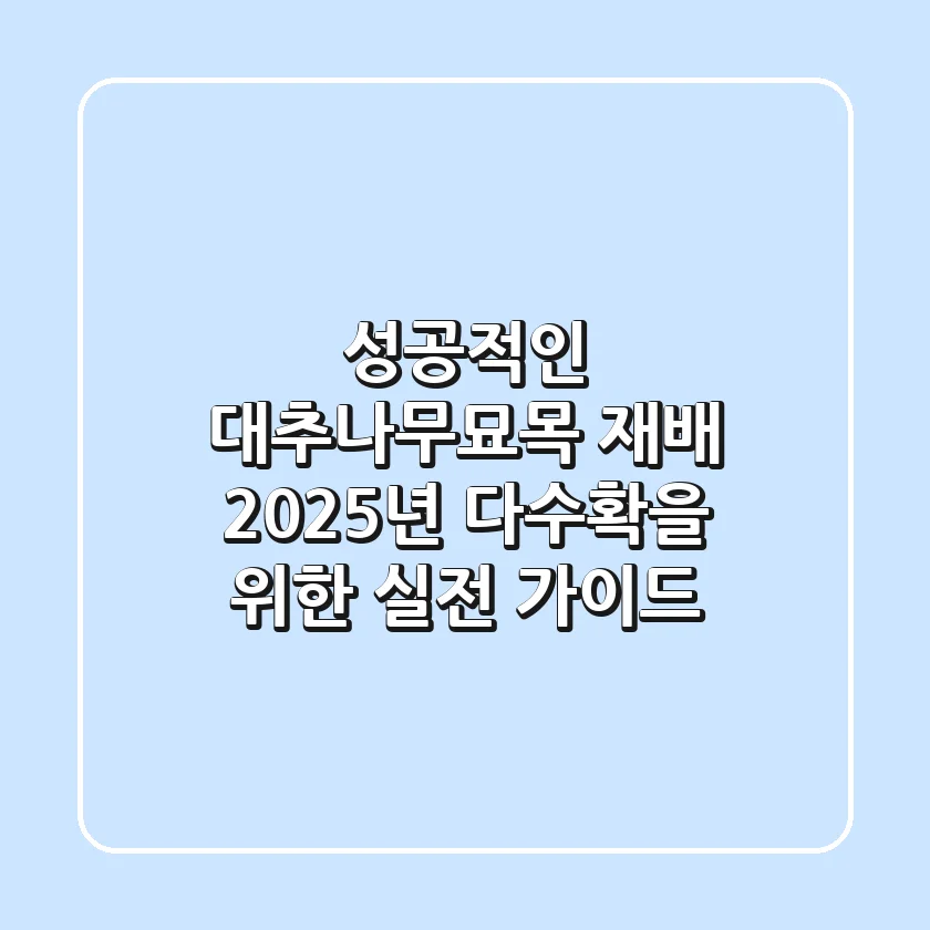 성공적인 대추나무묘목 재배: 2025년 다수확을 위한 실전 가이드