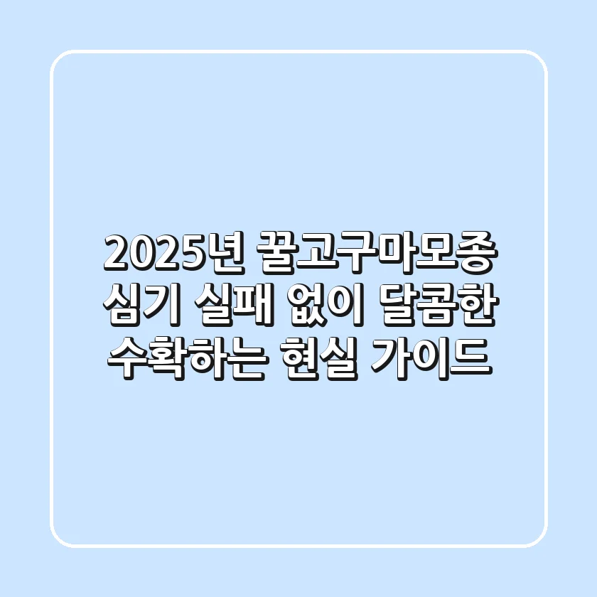 2025년 꿀고구마모종 심기, 실패 없이 달콤한 수확하는 현실 가이드