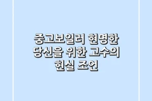 중고보일러, 현명한 당신을 위한 ‘고수’의 현실 조언