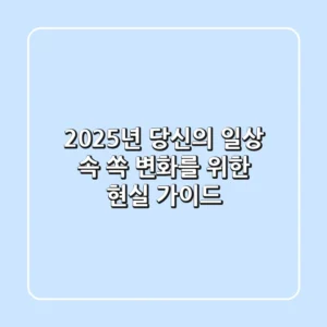 2025년, 당신의 일상 속 ‘쏙’ 변화를 위한 현실 가이드
