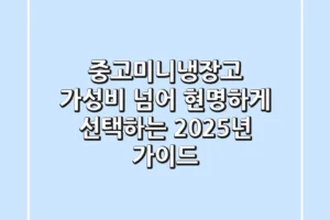 중고미니냉장고, 가성비 넘어 현명하게 선택하는 2025년 가이드