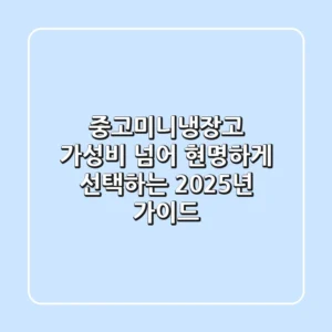 중고미니냉장고, 가성비 넘어 현명하게 선택하는 2025년 가이드
