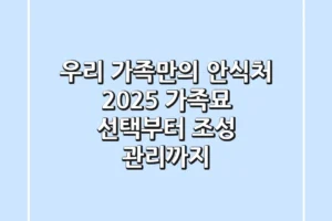우리 가족만의 안식처: 2025 가족묘 선택부터 조성, 관리까지