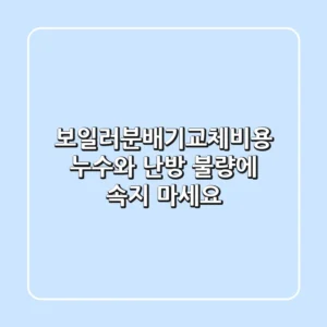 보일러분배기교체비용, 누수와 난방 불량에 속지 마세요!