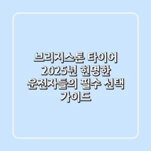 브리지스톤 타이어, 2025년 현명한 운전자들의 필수 선택 가이드