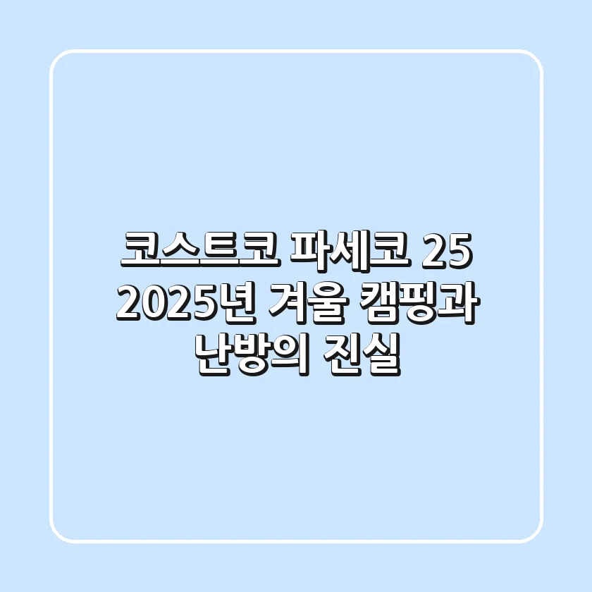 코스트코 파세코 25, 2025년 겨울 캠핑과 난방의 진실