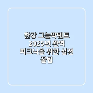 한강 그늘막텐트: 2025년 완벽 피크닉을 위한 실전 꿀팁