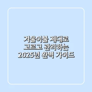 겨울이불 제대로 고르고 관리하는 2025년 완벽 가이드