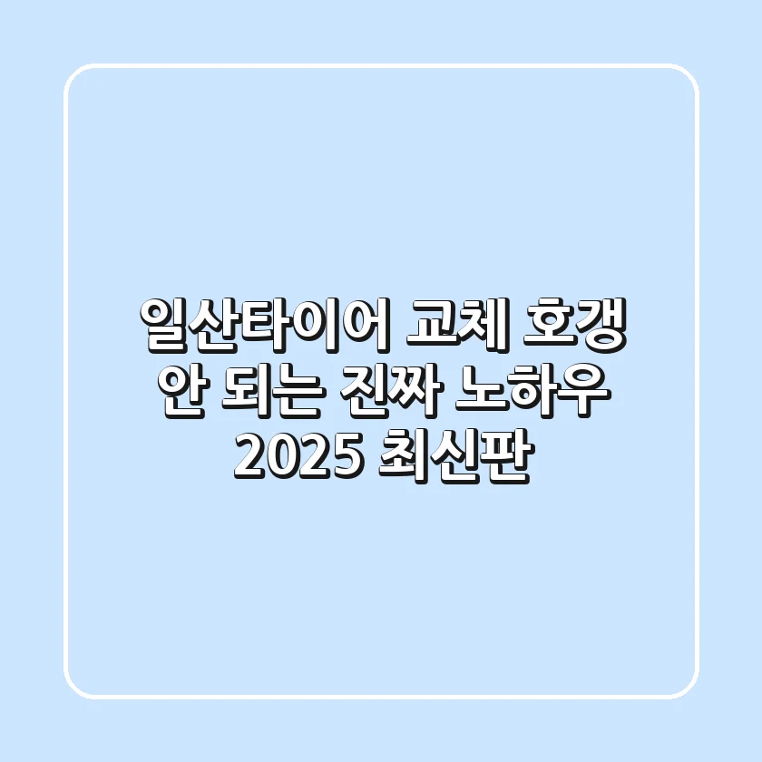 일산타이어 교체, 호갱 안 되는 진짜 노하우 (2025 최신판)