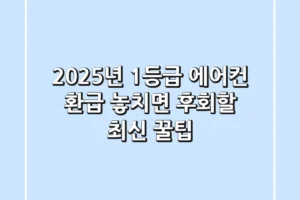 2025년 1등급 에어컨 환급, 놓치면 후회할 최신 꿀팁!