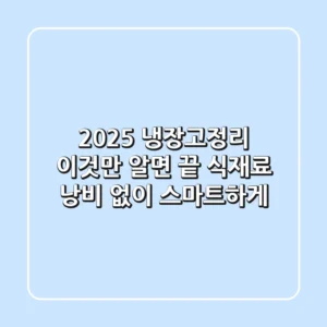 2025 냉장고정리, 이것만 알면 끝! 식재료 낭비 없이 스마트하게