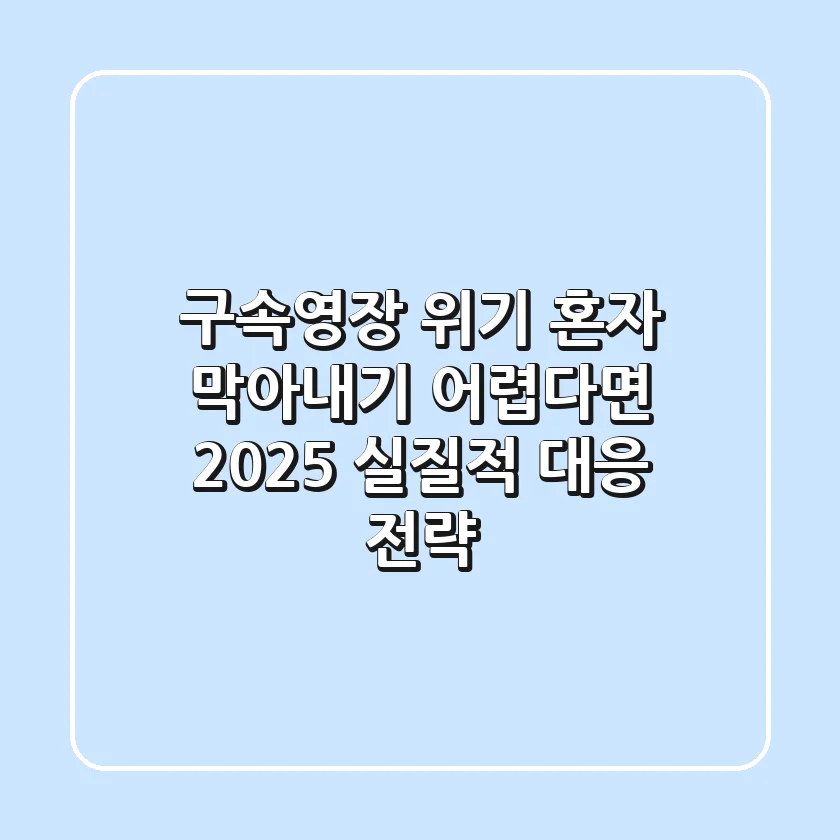 구속영장 위기, 혼자 막아내기 어렵다면? 2025 실질적 대응 전략