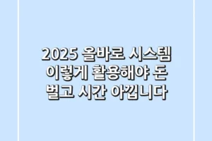 2025 올바로 시스템, 이렇게 활용해야 돈 벌고 시간 아낍니다