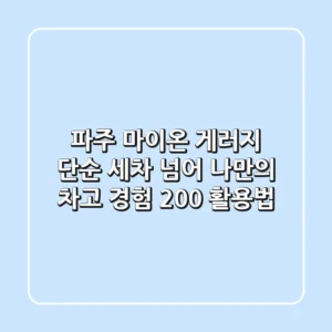 파주 마이온 게러지, 단순 세차 넘어 '나만의 차고' 경험 200% 활용법