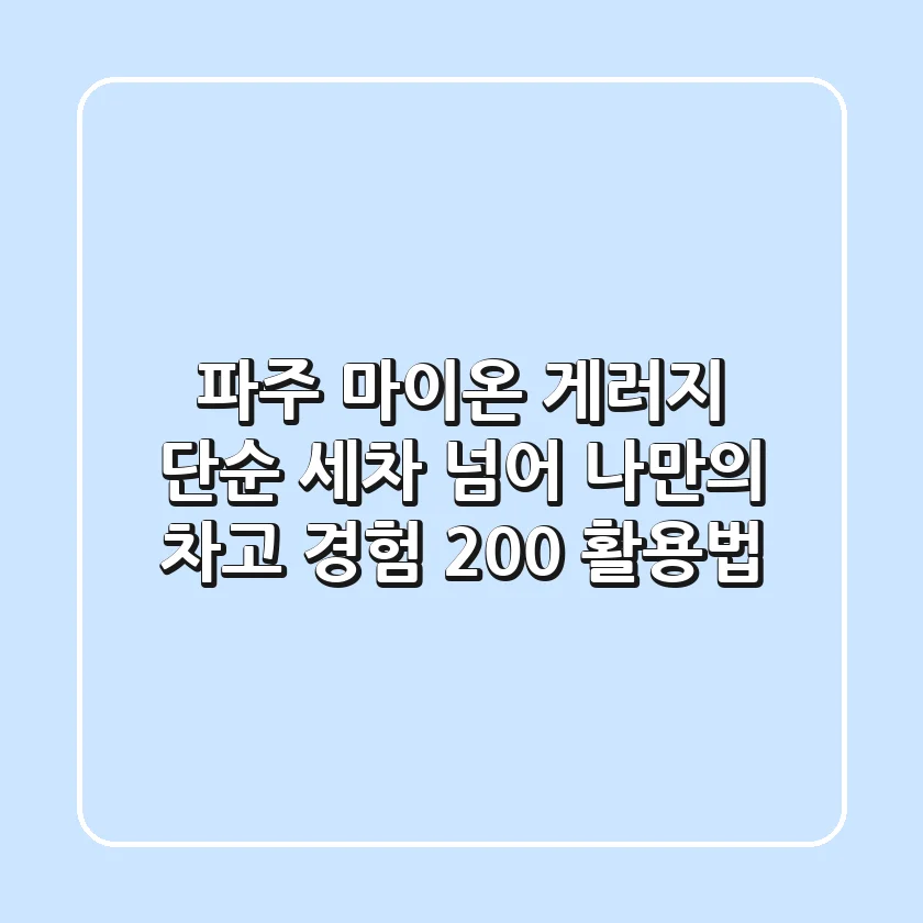 파주 마이온 게러지, 단순 세차 넘어 '나만의 차고' 경험 200% 활용법
