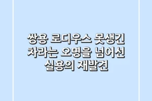 쌍용 로디우스: 못생긴 차라는 오명을 넘어선 실용의 재발견