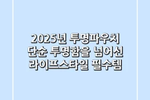 2025년 투명파우치, 단순 투명함을 넘어선 라이프스타일 필수템
