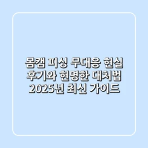 몸캠 피싱 무대응, 현실 후기와 현명한 대처법 (2025년 최신 가이드)