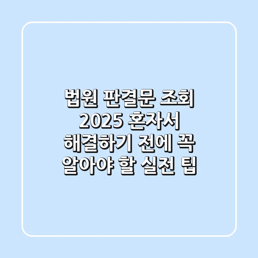 법원 판결문 조회 2025: 혼자서 해결하기 전에 꼭 알아야 할 실전 팁