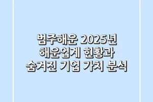 범주해운, 2025년 해운업계 현황과 숨겨진 기업 가치 분석