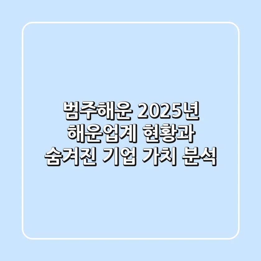 범주해운, 2025년 해운업계 현황과 숨겨진 기업 가치 분석