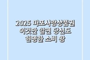 2025 마포사랑상품권, 이것만 알면 당신도 현명한 소비 왕!