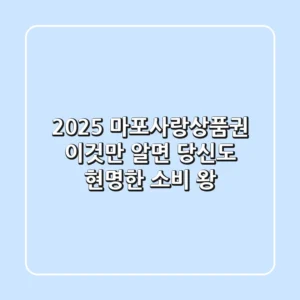 2025 마포사랑상품권, 이것만 알면 당신도 현명한 소비 왕!