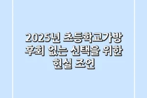 2025년 초등학교가방, 후회 없는 선택을 위한 현실 조언