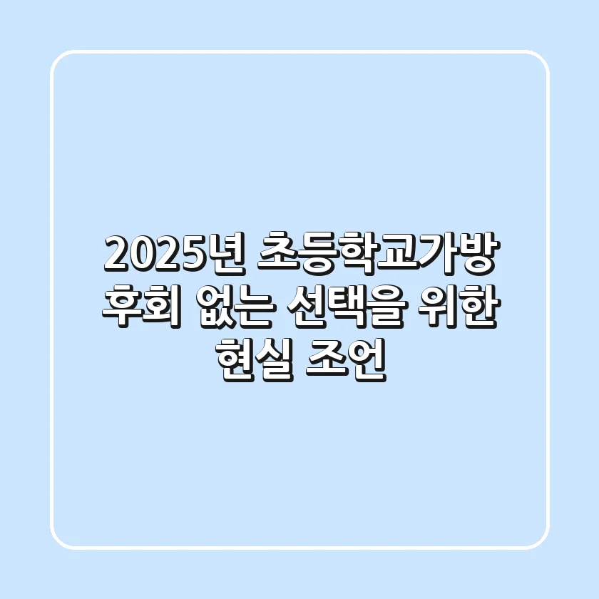 2025년 초등학교가방, 후회 없는 선택을 위한 현실 조언