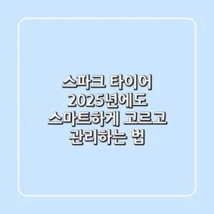 스파크 타이어, 2025년에도 스마트하게 고르고 관리하는 법!