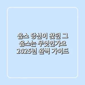 옵스: 당신이 찾던 그 '옵스'는 무엇인가요? 2025년 완벽 가이드