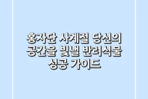 홍자단, 사계절 당신의 공간을 빛낼 반려식물 성공 가이드