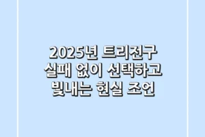 2025년 트리전구, 실패 없이 선택하고 빛내는 현실 조언