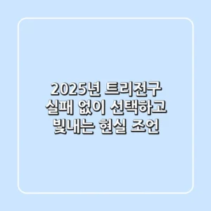 2025년 트리전구, 실패 없이 선택하고 빛내는 현실 조언