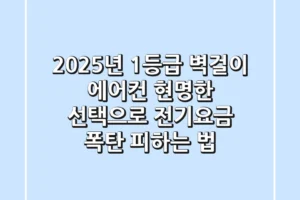2025년 1등급 벽걸이 에어컨, 현명한 선택으로 전기요금 폭탄 피하는 법